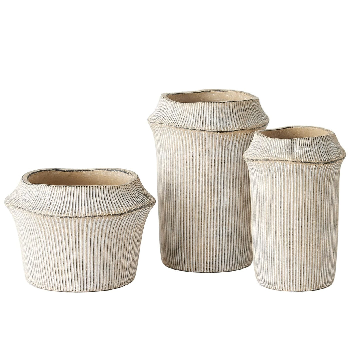 Vertical Edge Cement Vases and Pot