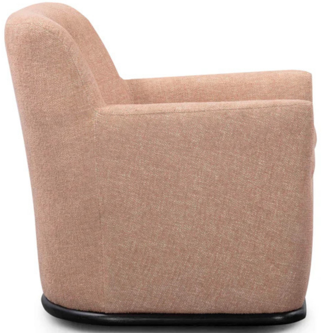 Johnny Peach Textured Fabric Swivel Accent Chair
