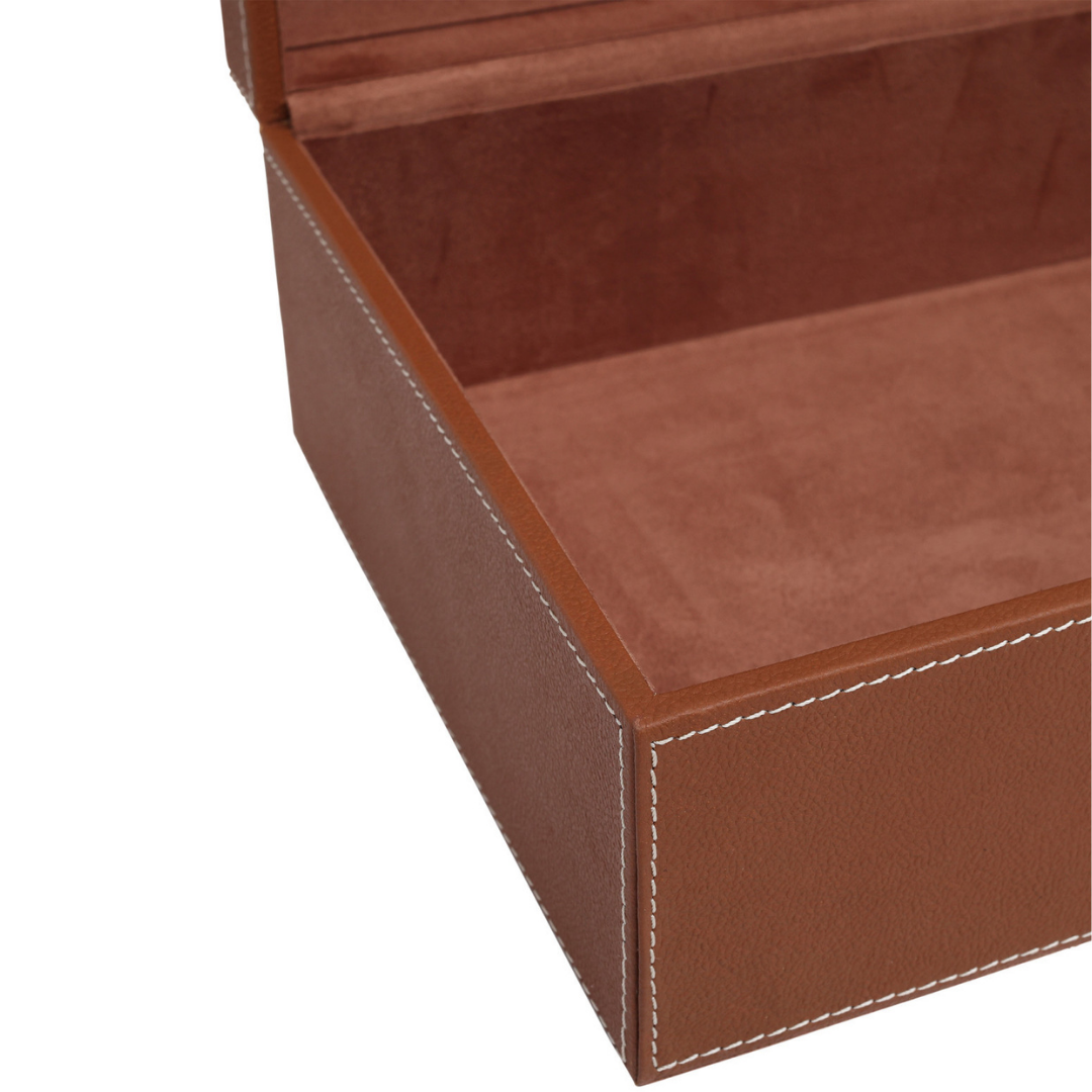 Leather & Raffia Box (Set of 2)
