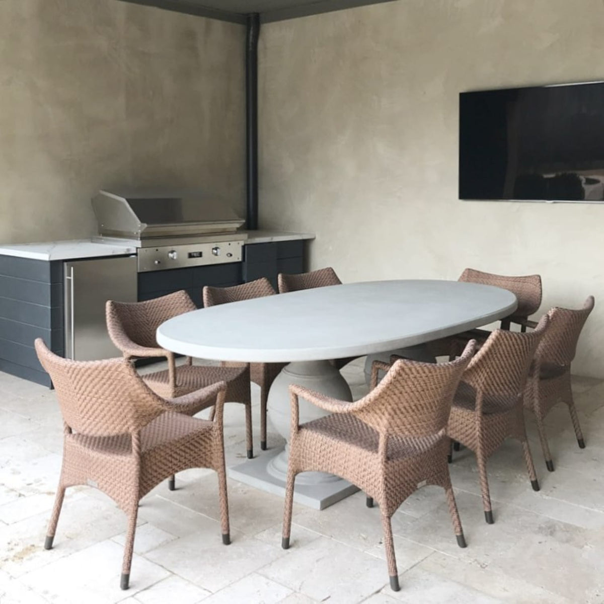Cyril Indoor/Outdoor Oval Dining Table Outdoor Dining Tables