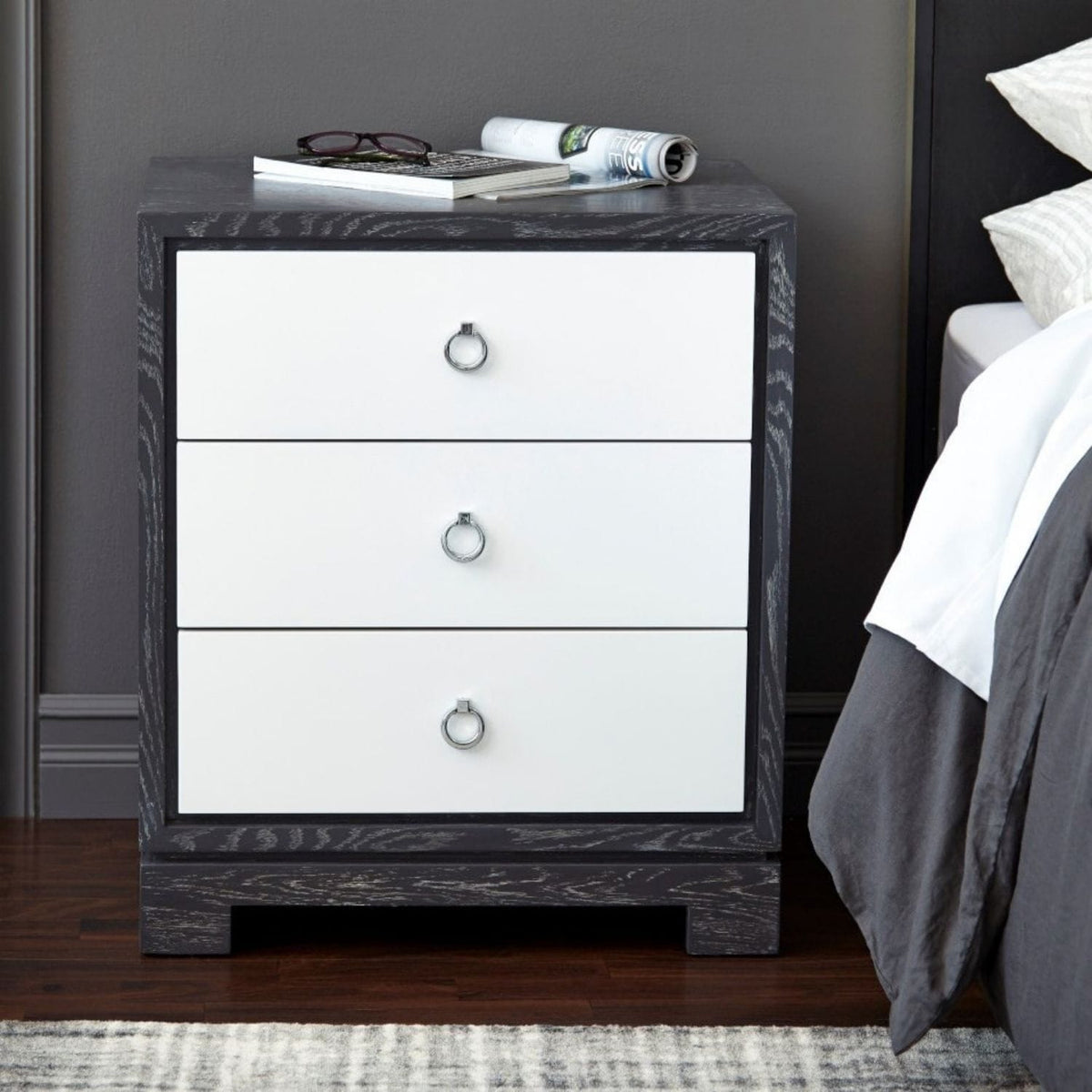 Berkeley 3-Drawer Side Table Nightstands + Bedside Tables