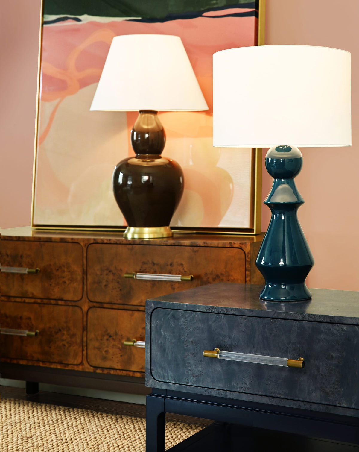 Colette Lamp Table + Desk Lamps
