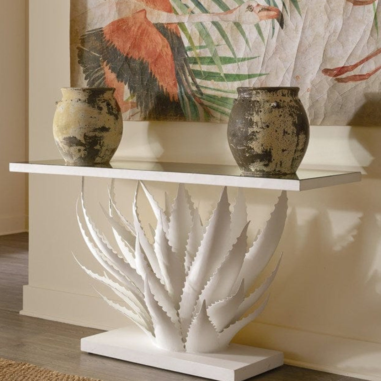 Agave White Console Table 4000-0168