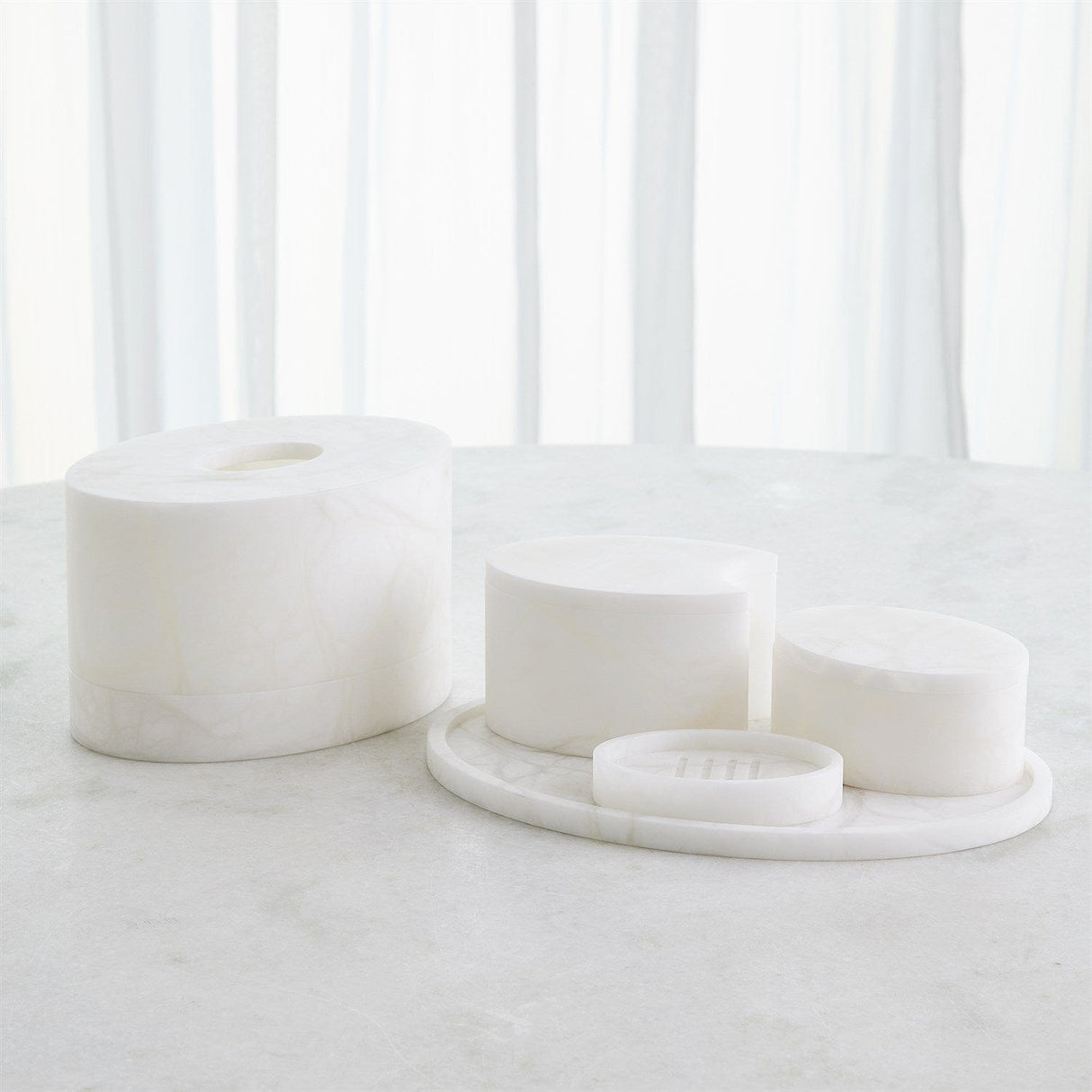 Alabaster Oval Bath Collection Bath Accessory