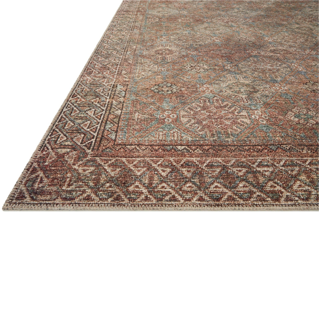 Amber Lewis Billie Rug - Aqua/Rust Rugs