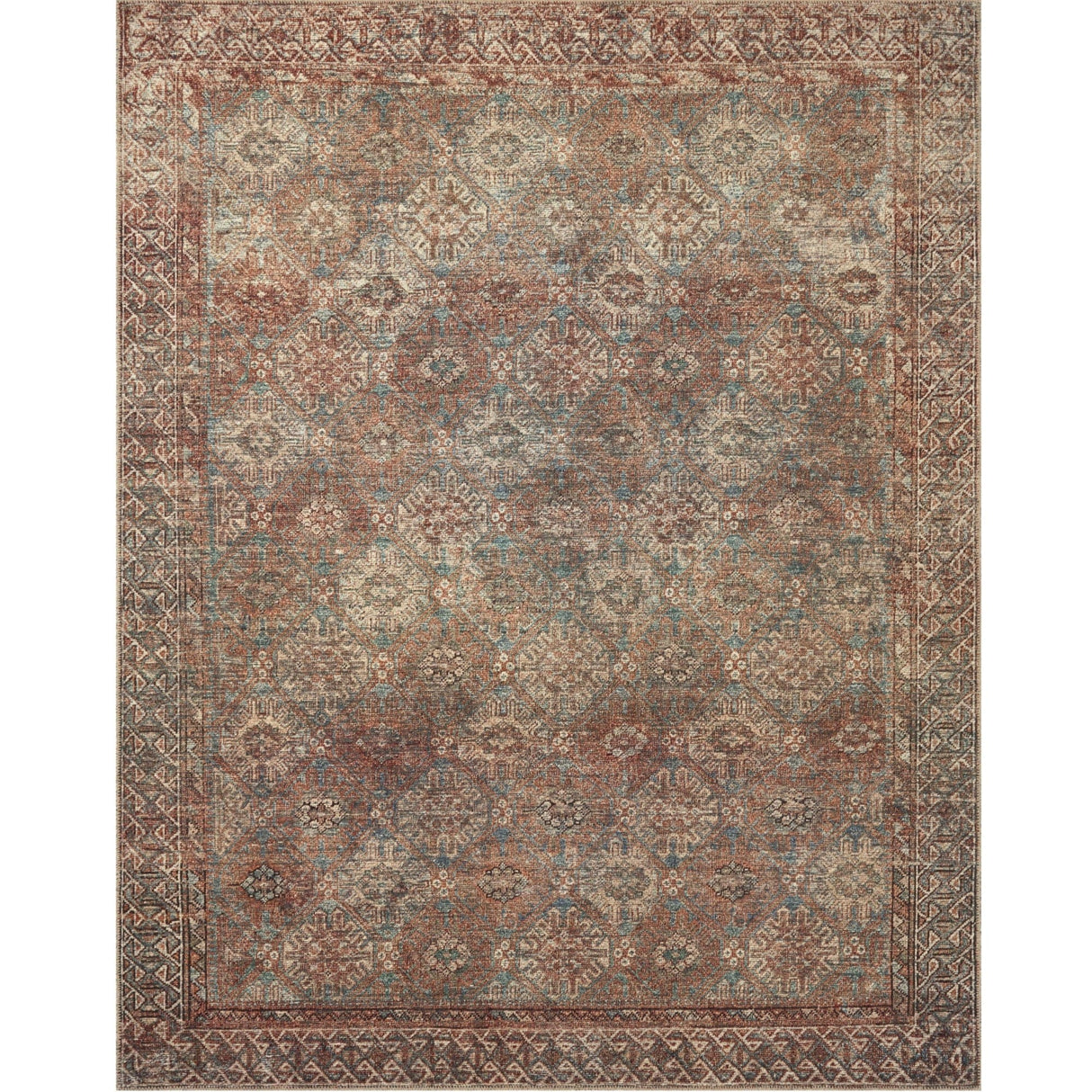 Amber Lewis Billie Rug - Aqua/Rust Rugs loloi-BILBIL0424AQRU