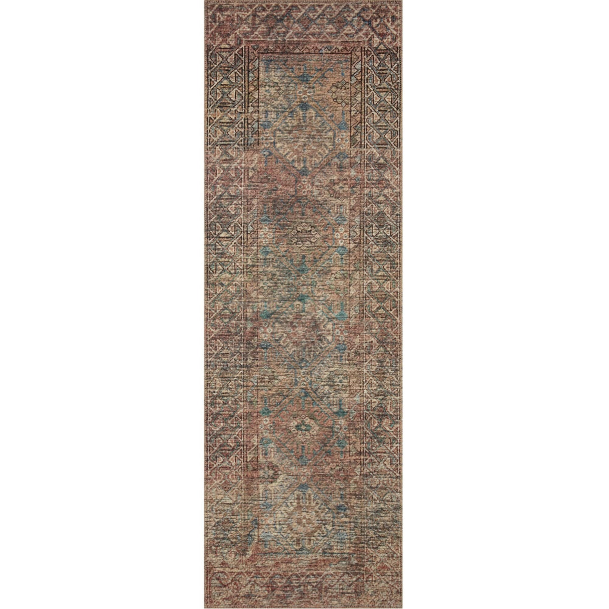 Amber Lewis Billie Rug - Aqua/Rust Rugs loloi-BILBIL0438AQRU