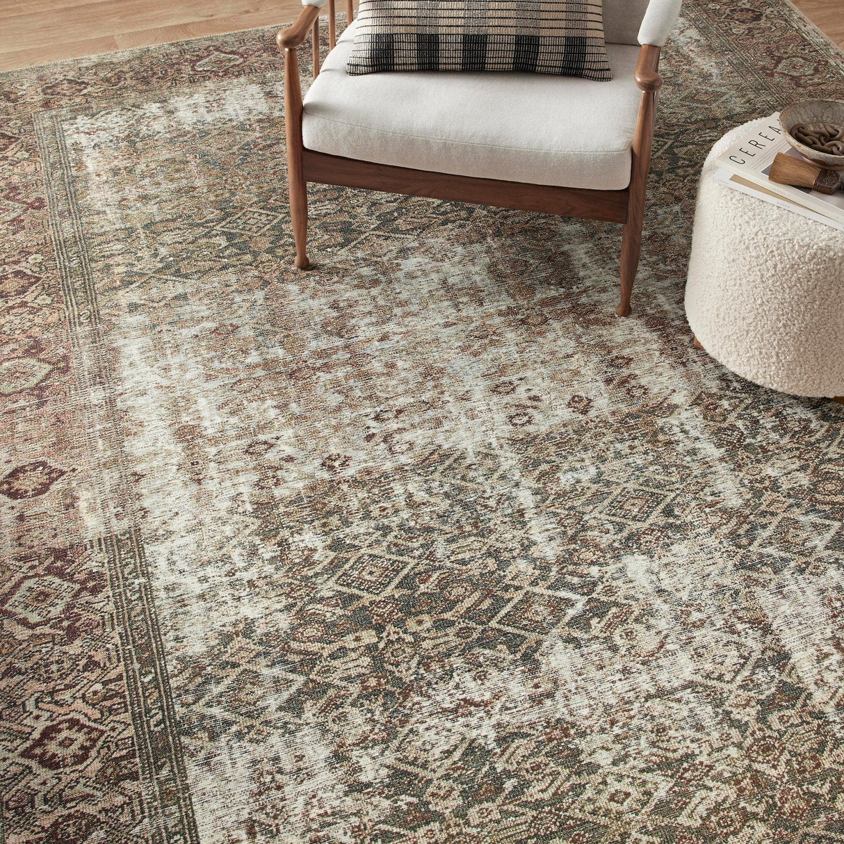 Amber Lewis Georgie Rug - Moss/Salmon Rugs