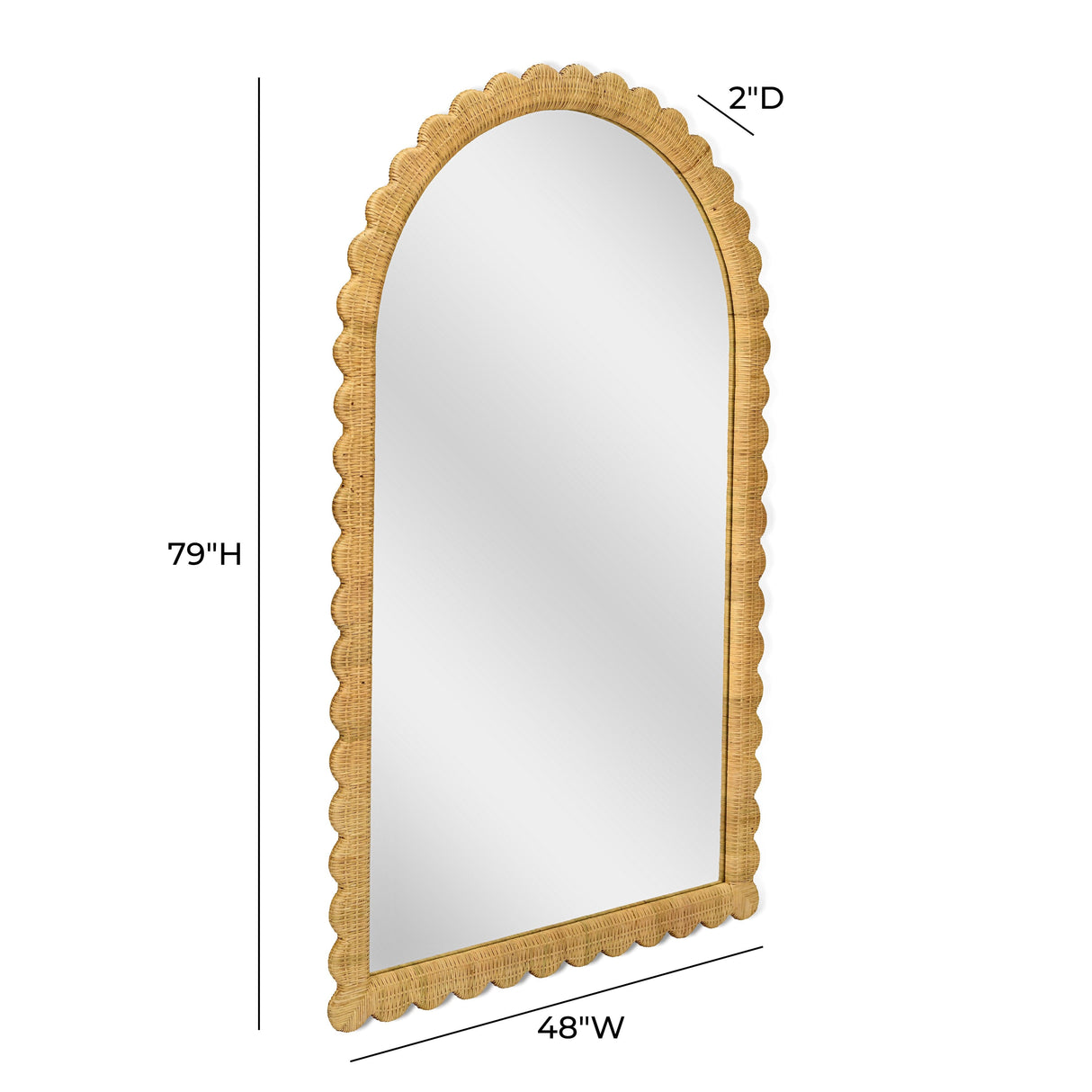 Arched Paula Natural Rattan Wall Mirror Mirrors TOV-C21049