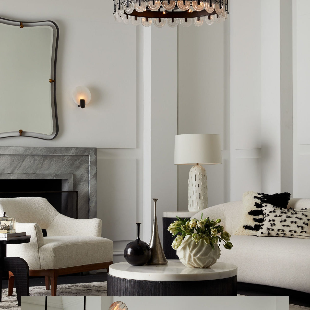 Arteriors Gregor End Table Wood Round End Table with Marble Top arteriors-4873