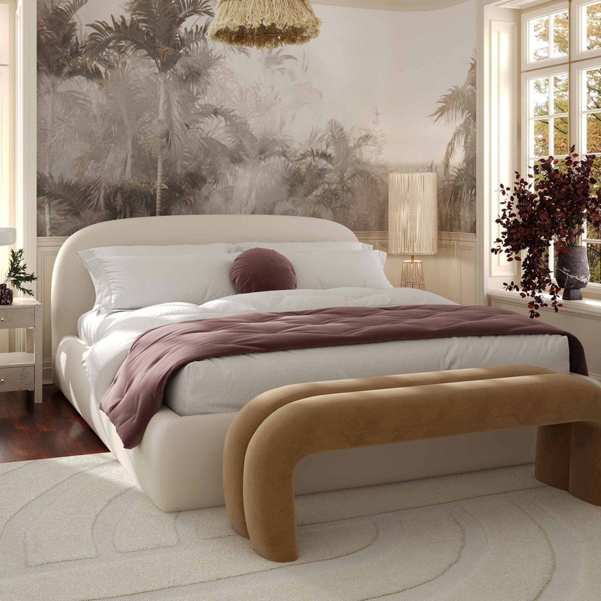 Bara Textured Velvet Bed Beds & Bed Frames