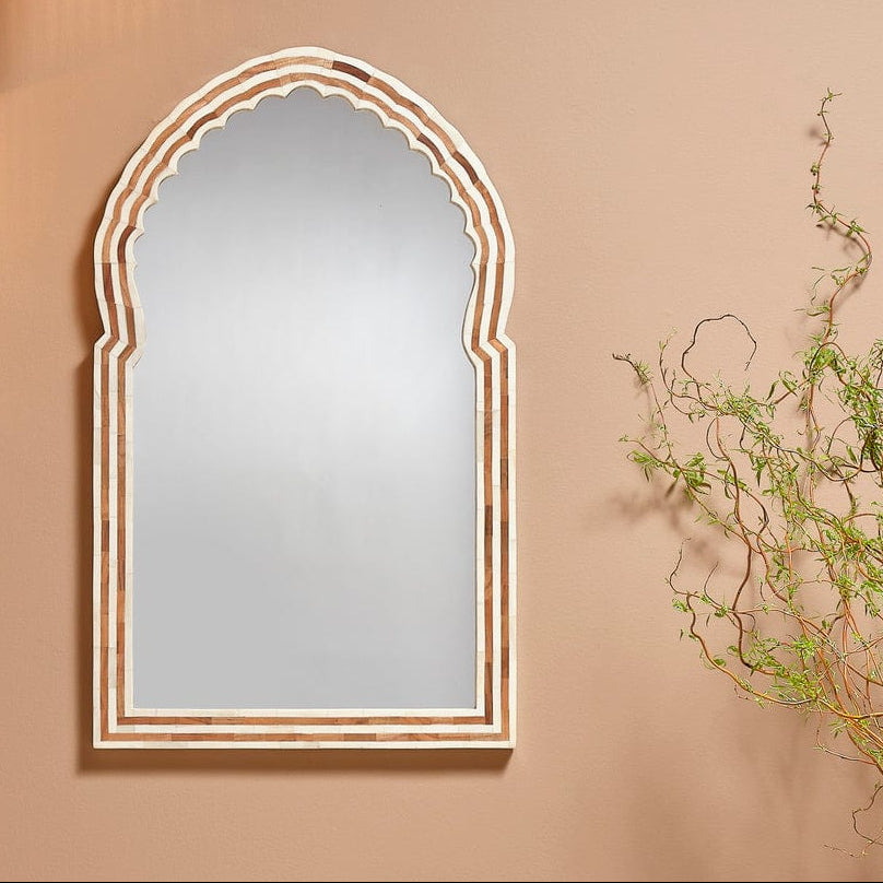 Bardot Medium Bone & Wood Mirror Mirrors 6BARD-MINA 688933037784