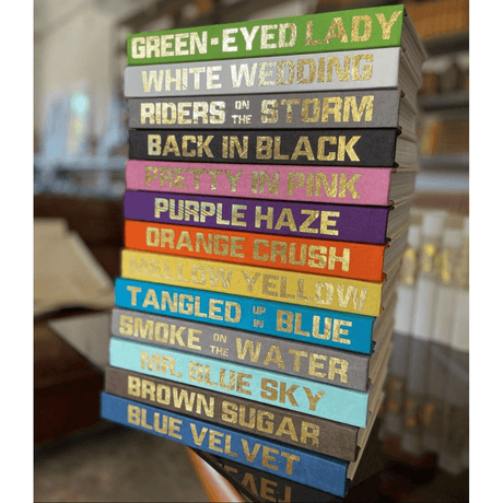 Blu Books - Gold Lettered Song Title on Bright Green Decor