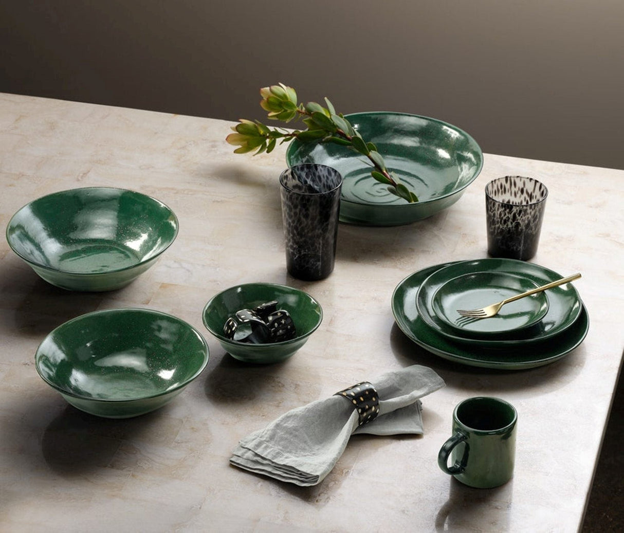 Blue Pheasant Marcus Salt Glaze Tapered Serving Bowl Plates