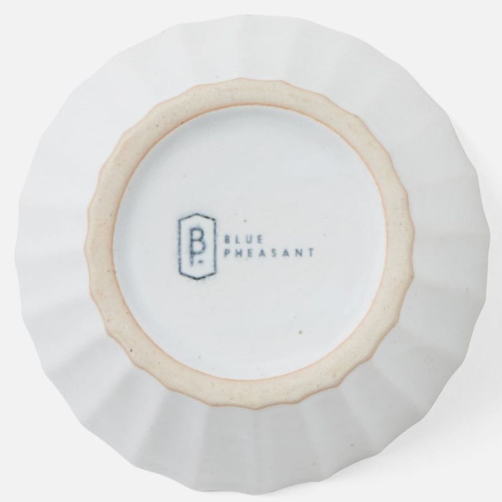 Blue Pheasant Nathalie Matte White Scallop Design Dinnerware Plates