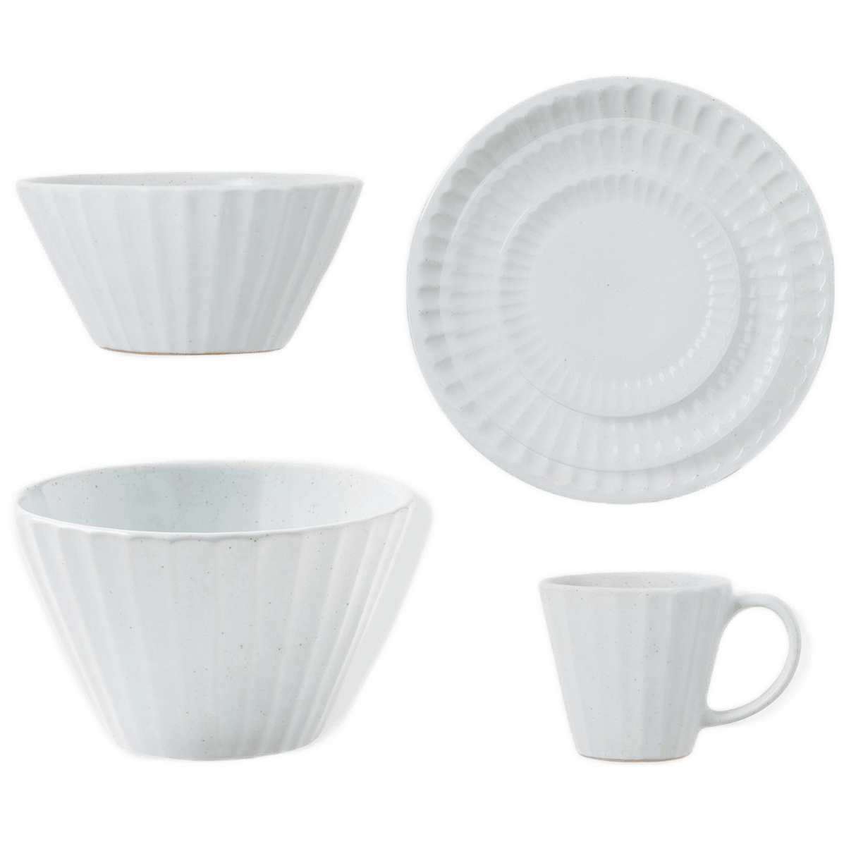 Blue Pheasant Nathalie Matte White Scallop Design Dinnerware Plates