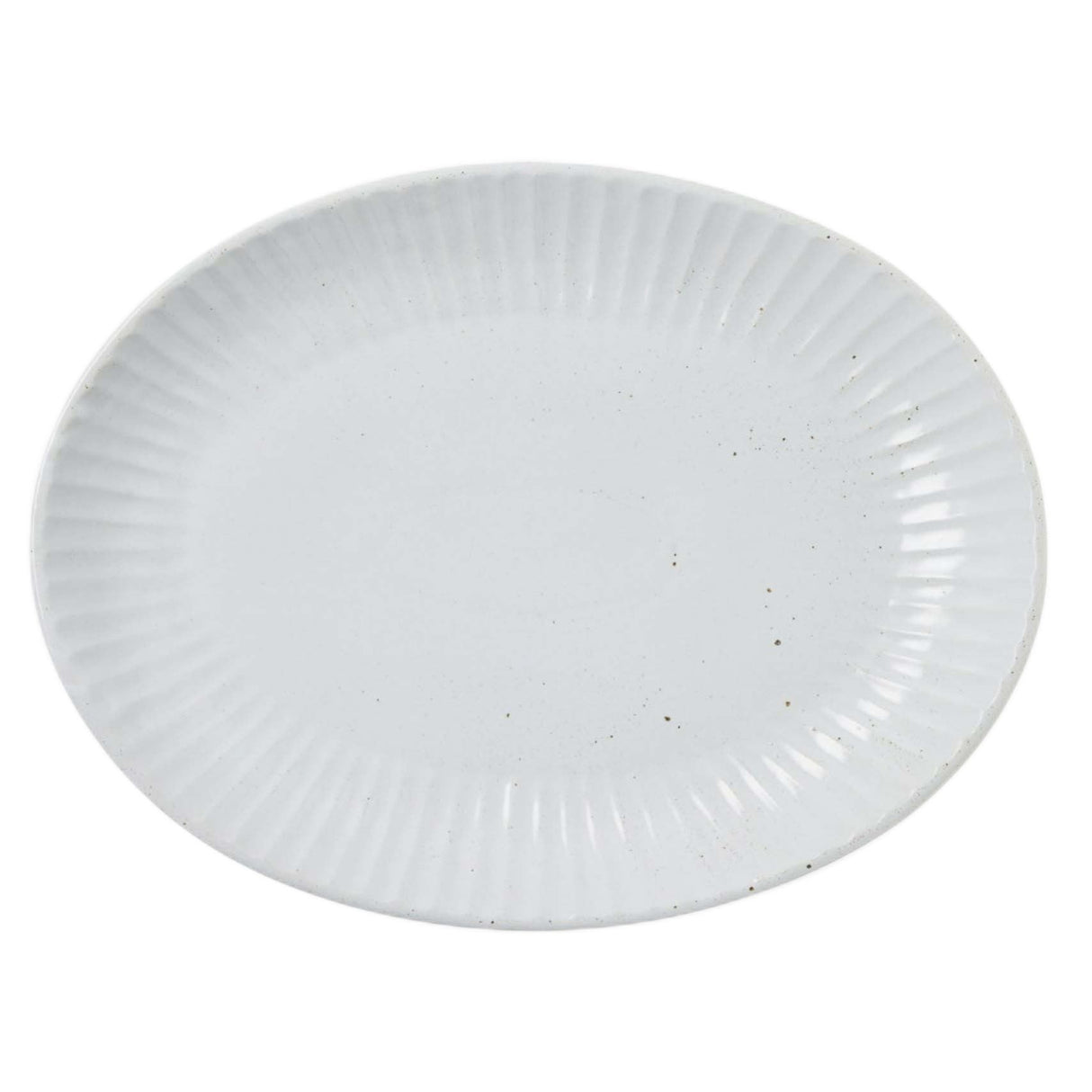 Blue Pheasant Nathalie Matte White Scallop Design Oval Serving Platter Plates