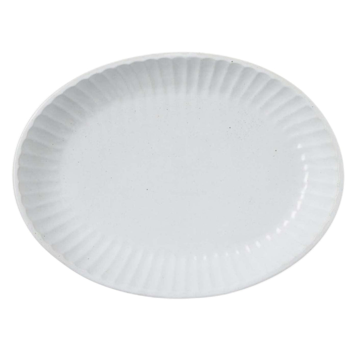 Blue Pheasant Nathalie Matte White Scallop Design Oval Serving Platter Plates