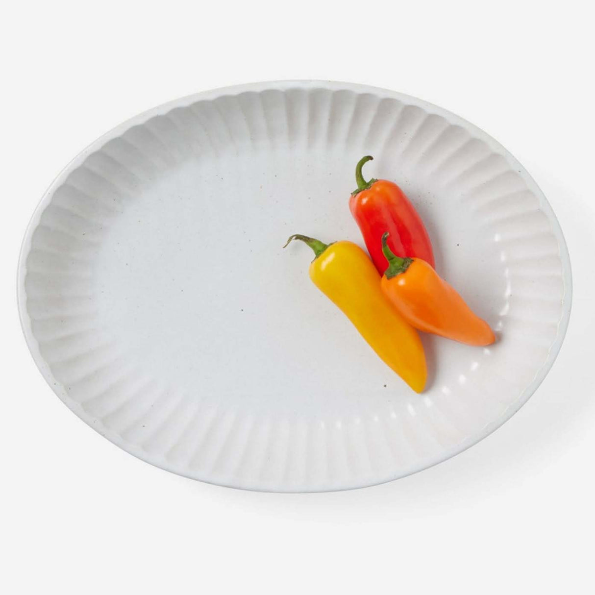 Blue Pheasant Nathalie Matte White Scallop Design Oval Serving Platter Plates