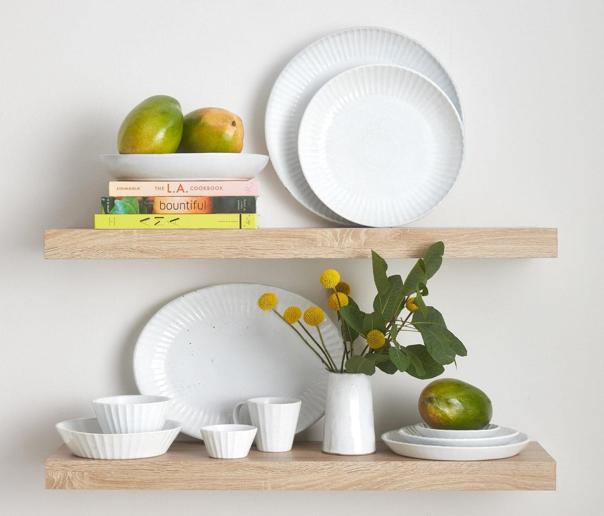 Blue Pheasant Nathalie Matte White Scallop Design Round Serving Platter Plates