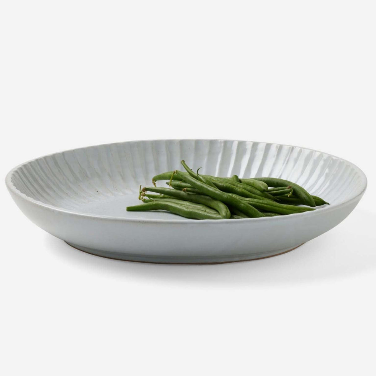 Blue Pheasant Nathalie Matte White Scallop Design Round Serving Platter Plates