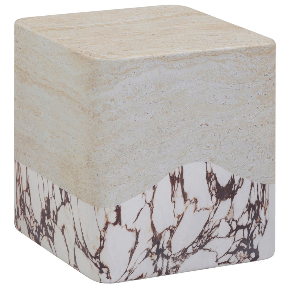 Brut Travertine & Breccia Concrete Outdoor Side Table Side Tables TOV-OC54357