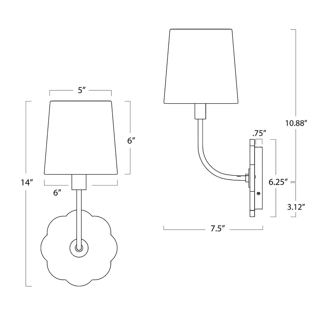 Camilla Bent Arm Sconce Wall Lighting