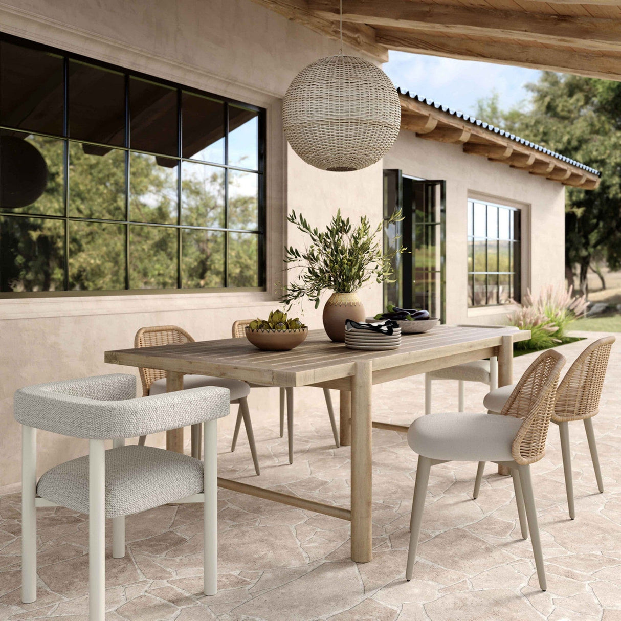 Candelabra Home Alexa Cream Outdoor Dining Chair Curved Upholstered Dining Chair TOV-O68959