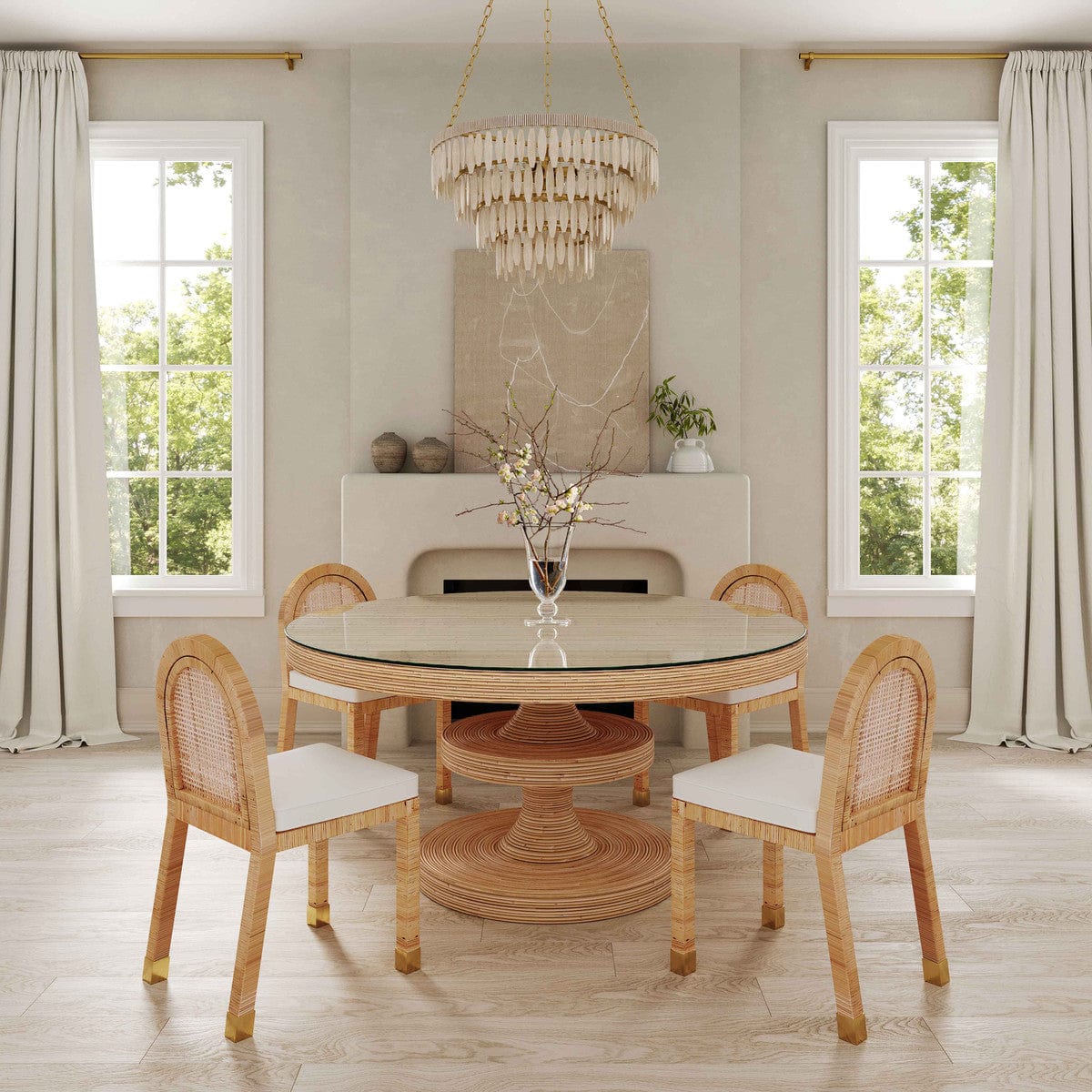 Candelabra Home Amara Natural Rattan Arched Back Dining Chair Curved Wooden Dining Chair TOV-D21026