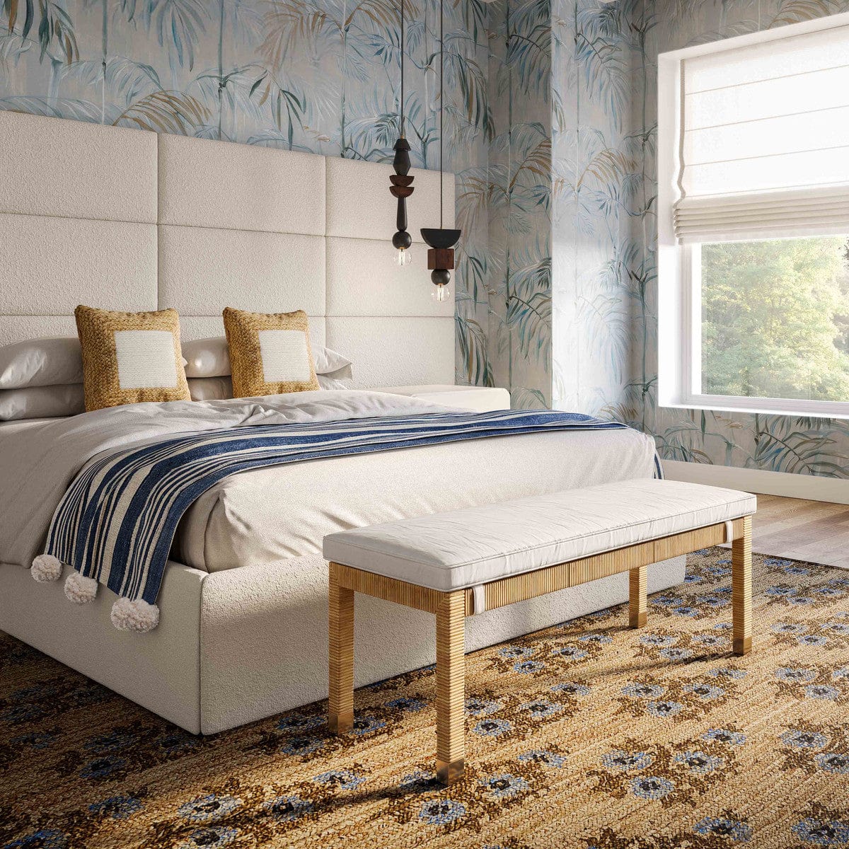 Candelabra Home Amara Rattan Bench Rattan Bench