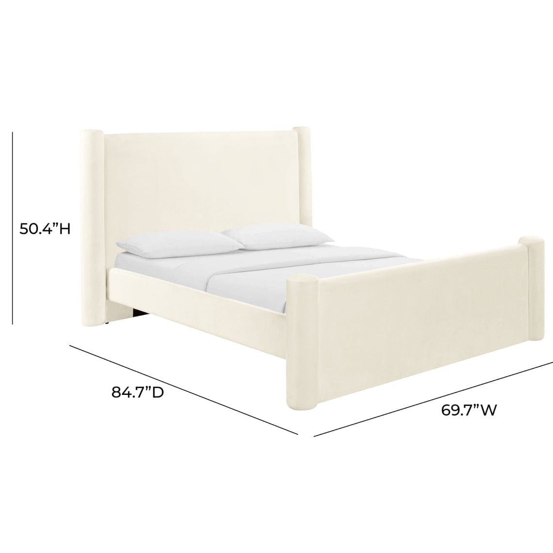 Candelabra Home Athara Cream Velvet Bed Beds & Bed Frames