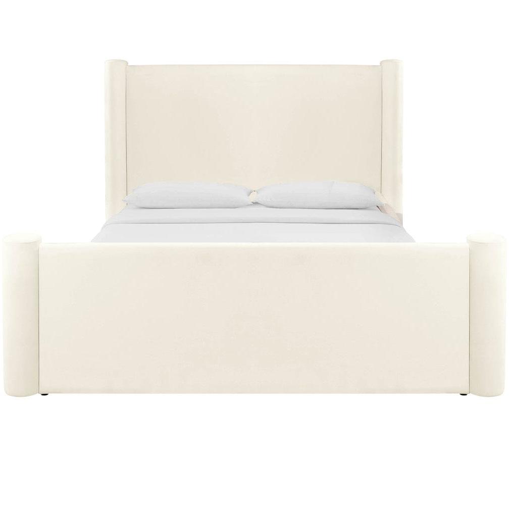 Candelabra Home Athara Cream Velvet Bed Beds & Bed Frames