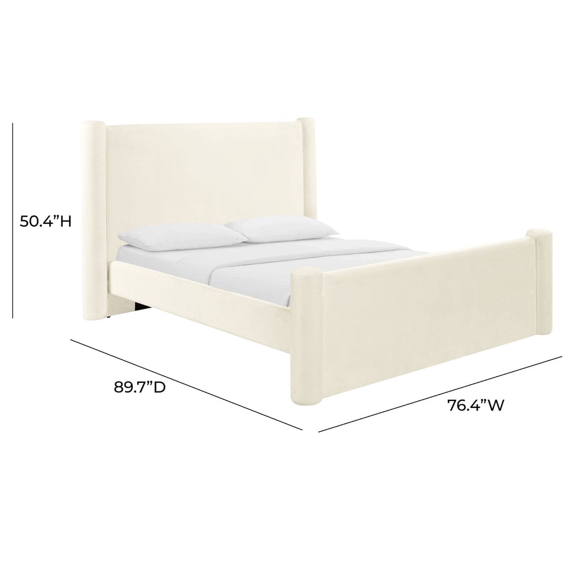 Candelabra Home Athara Cream Velvet Bed Beds & Bed Frames