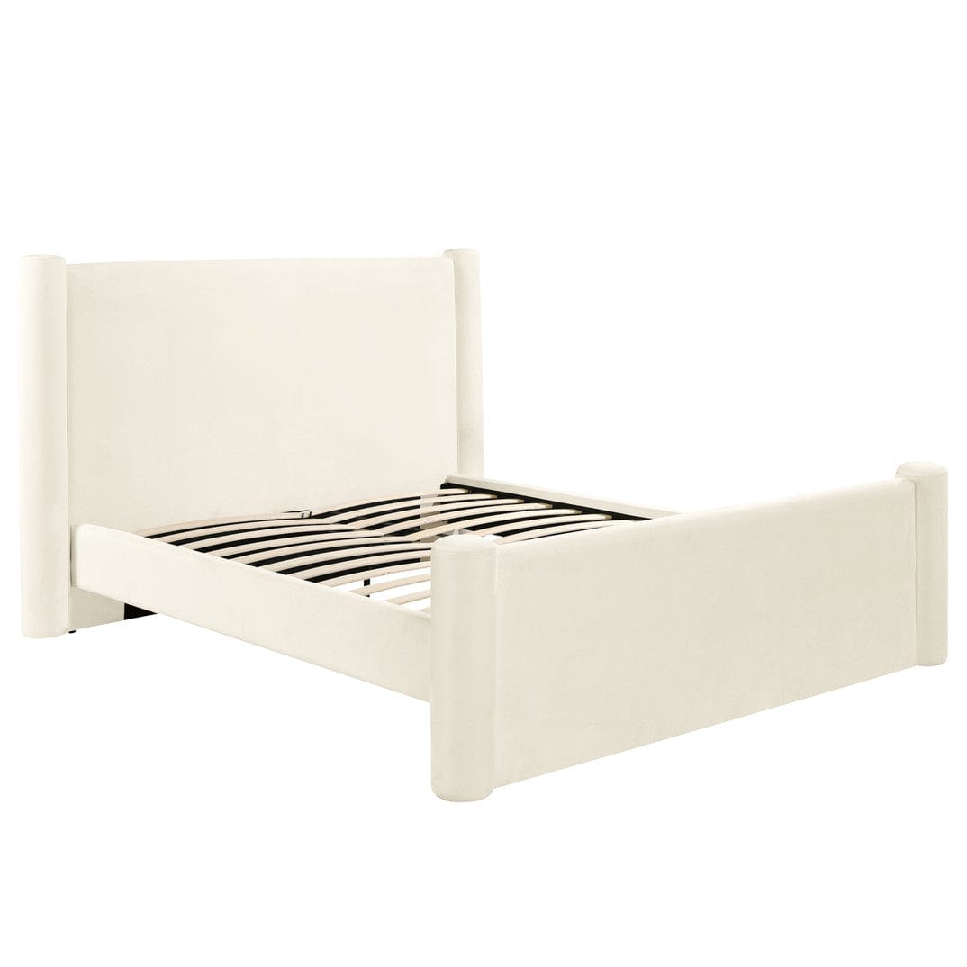 Candelabra Home Athara Cream Velvet Bed Beds & Bed Frames