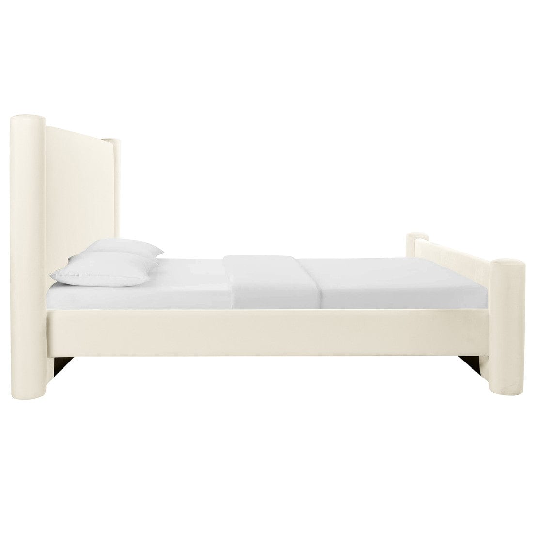 Candelabra Home Athara Cream Velvet Bed Beds & Bed Frames