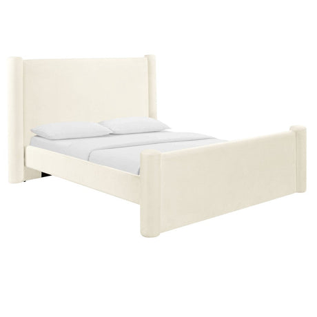 Candelabra Home Athara Cream Velvet Bed Beds & Bed Frames TOV-B68944