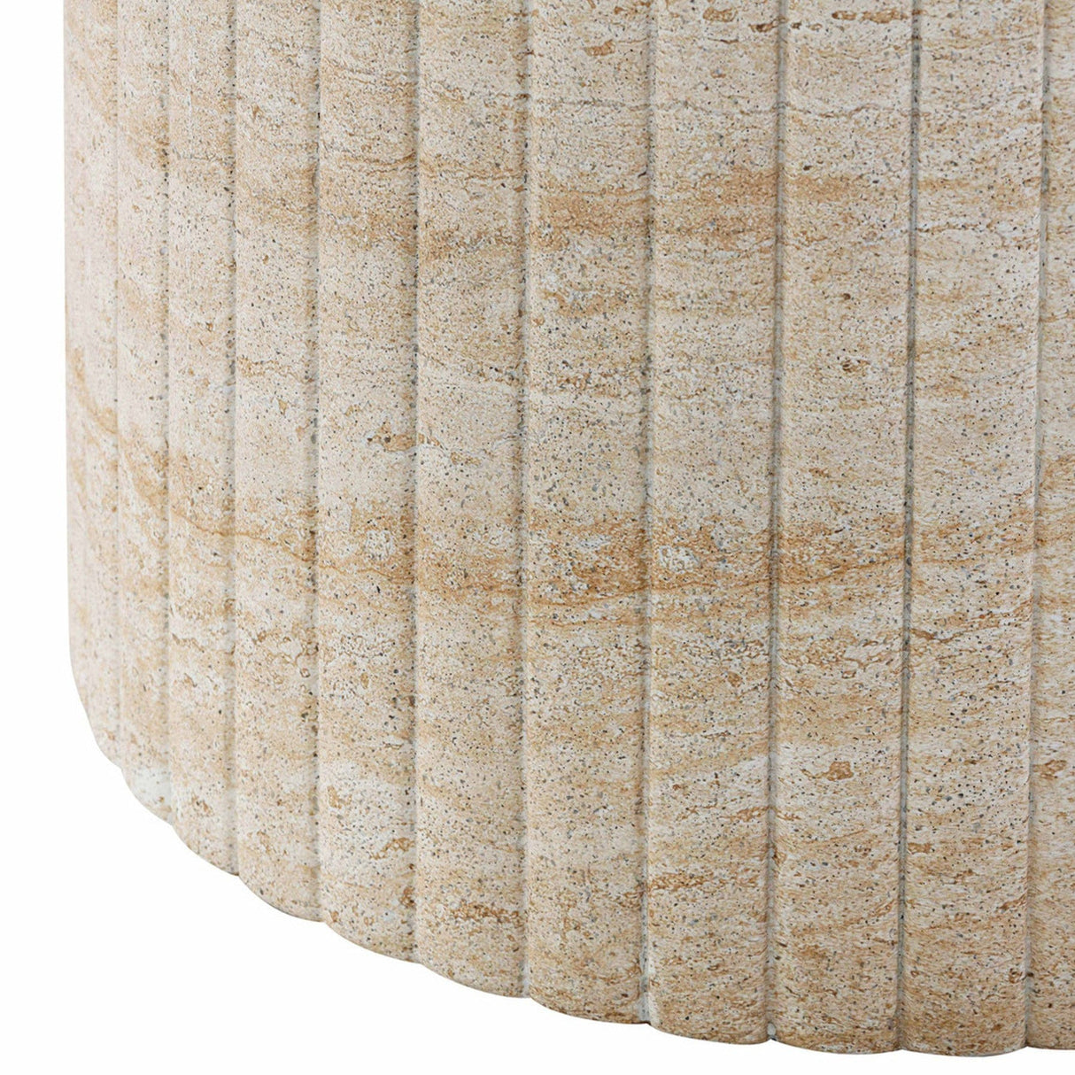 Candelabra Home Blossom Washed Travertine Finish Indoor / Outdoor 54" Round Dining Table Outdoor Dining Tables TOV-D54349