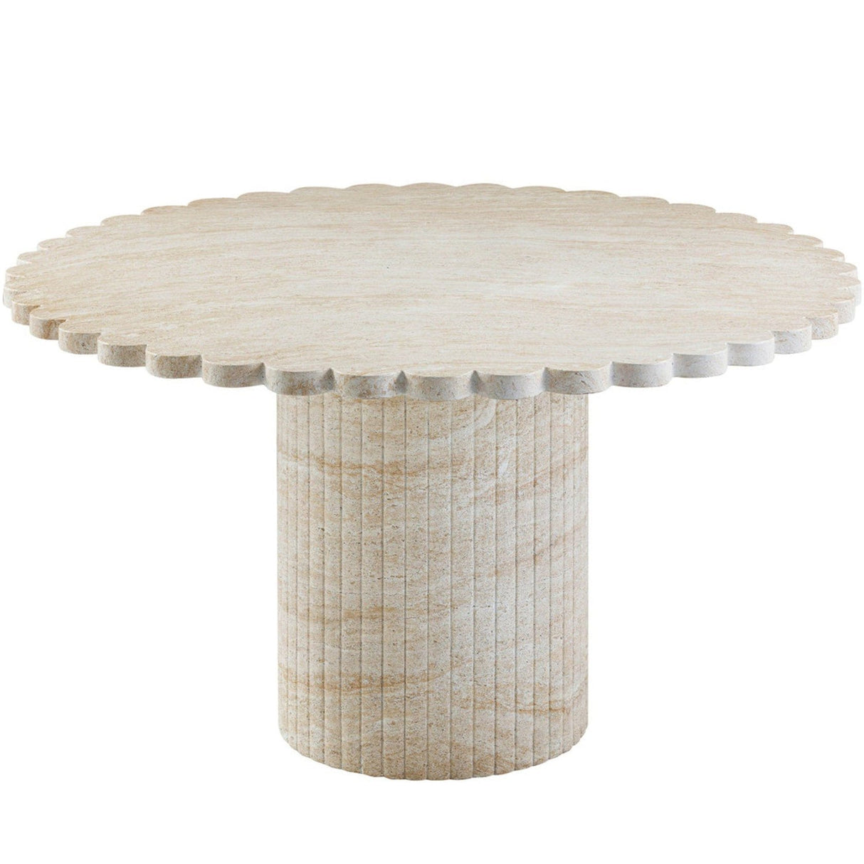 Candelabra Home Blossom Washed Travertine Finish Indoor / Outdoor 54" Round Dining Table Outdoor Dining Tables TOV-D54349