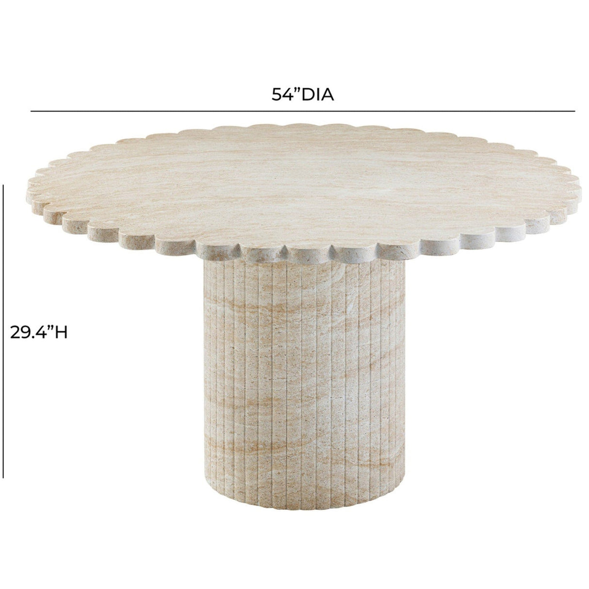 Candelabra Home Blossom Washed Travertine Finish Indoor / Outdoor 54" Round Dining Table Outdoor Dining Tables TOV-D54349