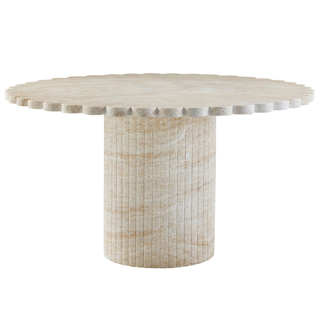 Candelabra Home Blossom Washed Travertine Finish Indoor / Outdoor 54" Round Dining Table Outdoor Dining Tables TOV-D54349