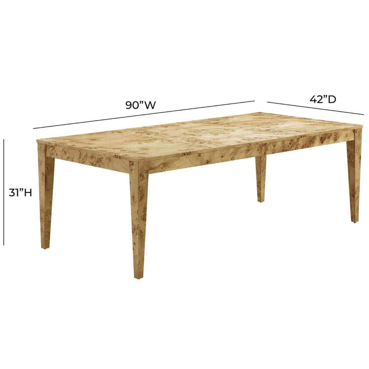 Candelabra Home Brandyss Natural Burl Rectangular Dining Table Dining Tables TOV-D54287
