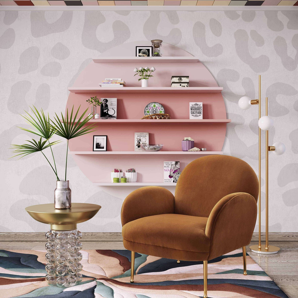 Candelabra Home Bubble Glass and Brass Side Table Side Tables TOV-OC18229