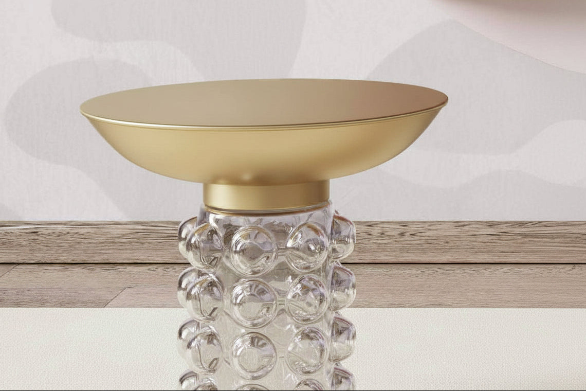 Candelabra Home Bubble Glass and Brass Side Table Side Tables TOV-OC18229