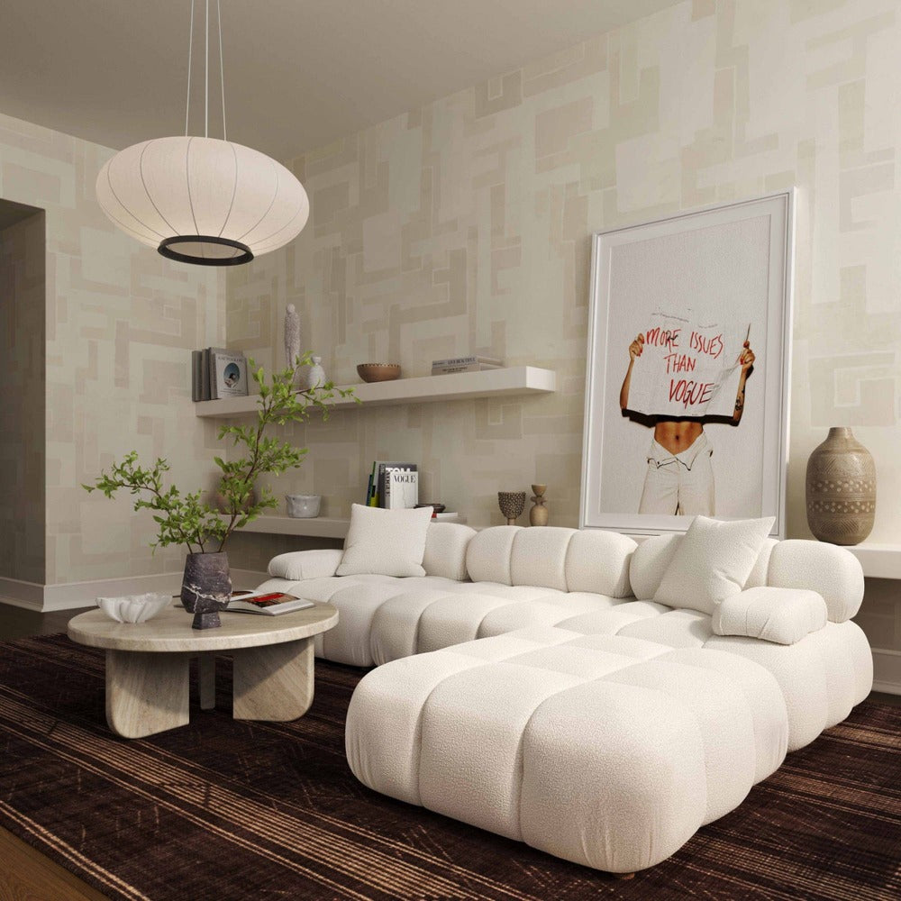 Candelabra Home Calliope Cream Vegan Shearling Modular Sectional Collection Upholstered Sectional