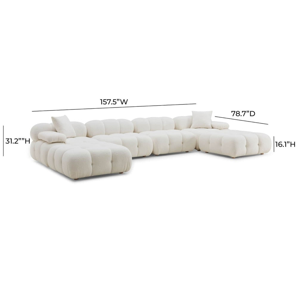 Candelabra Home Calliope Cream Vegan Shearling Modular Sectional Collection Upholstered Sectional