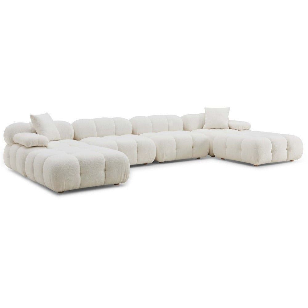 Candelabra Home Calliope Cream Vegan Shearling Modular Sectional Collection Upholstered Sectional