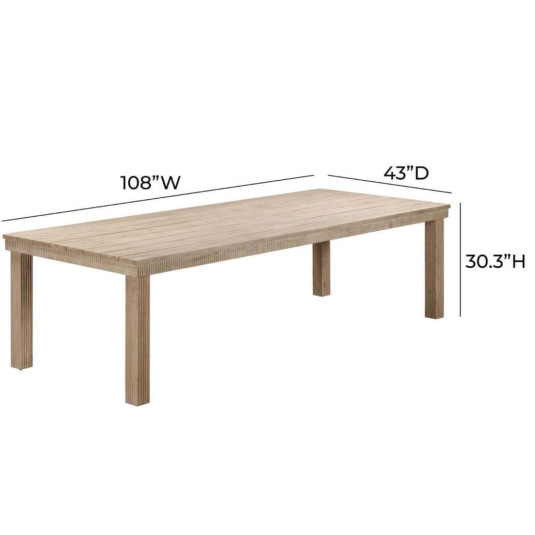 Candelabra Home Cassie Natural Outdoor Rectangular Dining Table Outdoor Dining Tables