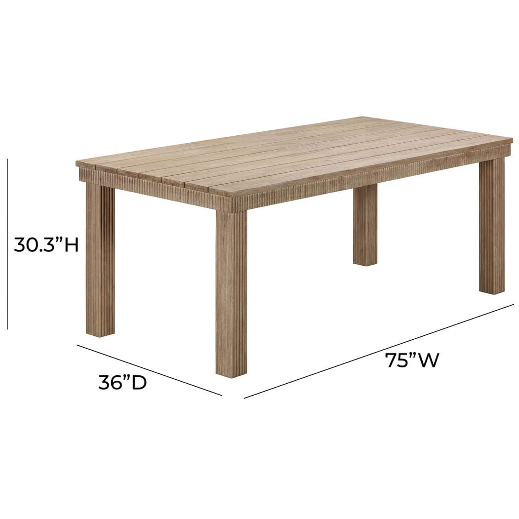 Candelabra Home Cassie Natural Outdoor Rectangular Dining Table Outdoor Dining Tables