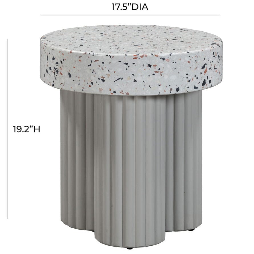 Candelabra Home Clover Faux Terrazzo Indoor / Outdoor Round Side Table Side Tables TOV-O54278