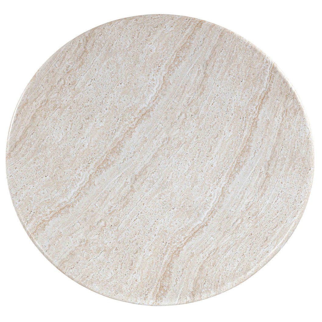 Candelabra Home Cynthia Travertine Concrete Indoor / Outdoor 54" Round Dining Table Outdoor Dining Table TOV-D54319